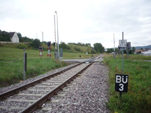 Bahn�bergang �ber die Ermelesstra�e