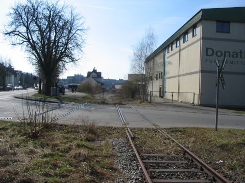 Bahn�bergang vor dem G�terbahnhof Weingarten