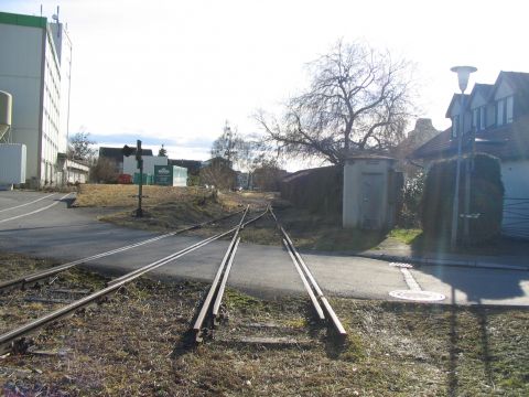 Bahn�bergang in Tettnang mit Gleisanschl�ssen